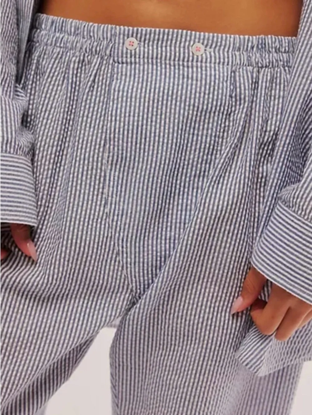 FREE PEOPLE INTIMATELY CLOUD TEN LOUNGE PANTS - NAVY COMBO
